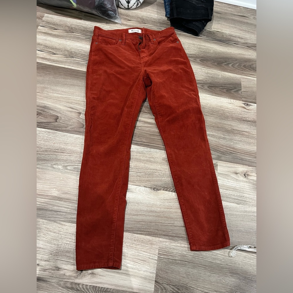 MADEWELL 10” high rise skinny rust corduroy jeans used LIKE NEW